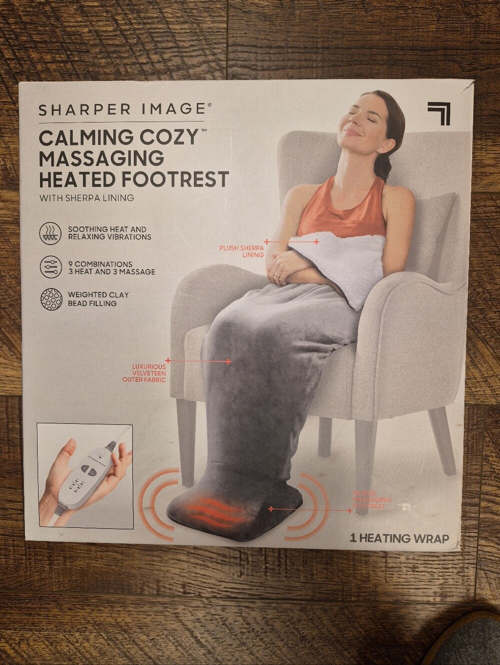 New In Box Sharper Image Calming Cozy Massaging Heated Footrest